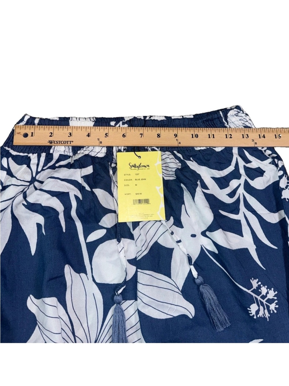 Salty Lemon Boho 2 Piece Set Sage Hibiscus Floral Crop Top Wide Leg Pants M NEW - Picture 8 of 16